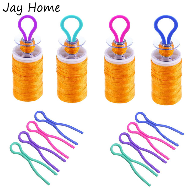 30PCS 4 Colors Plastic Bobbin Thread Holders Thread Bobbin Clips Clamps for  DIY Bobbins Embroidery Thread